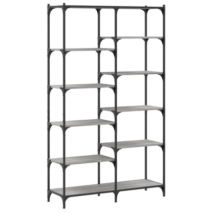 Libreria Grigio Sonoma 100x32x170 cm Legno Multistrato e Ferro