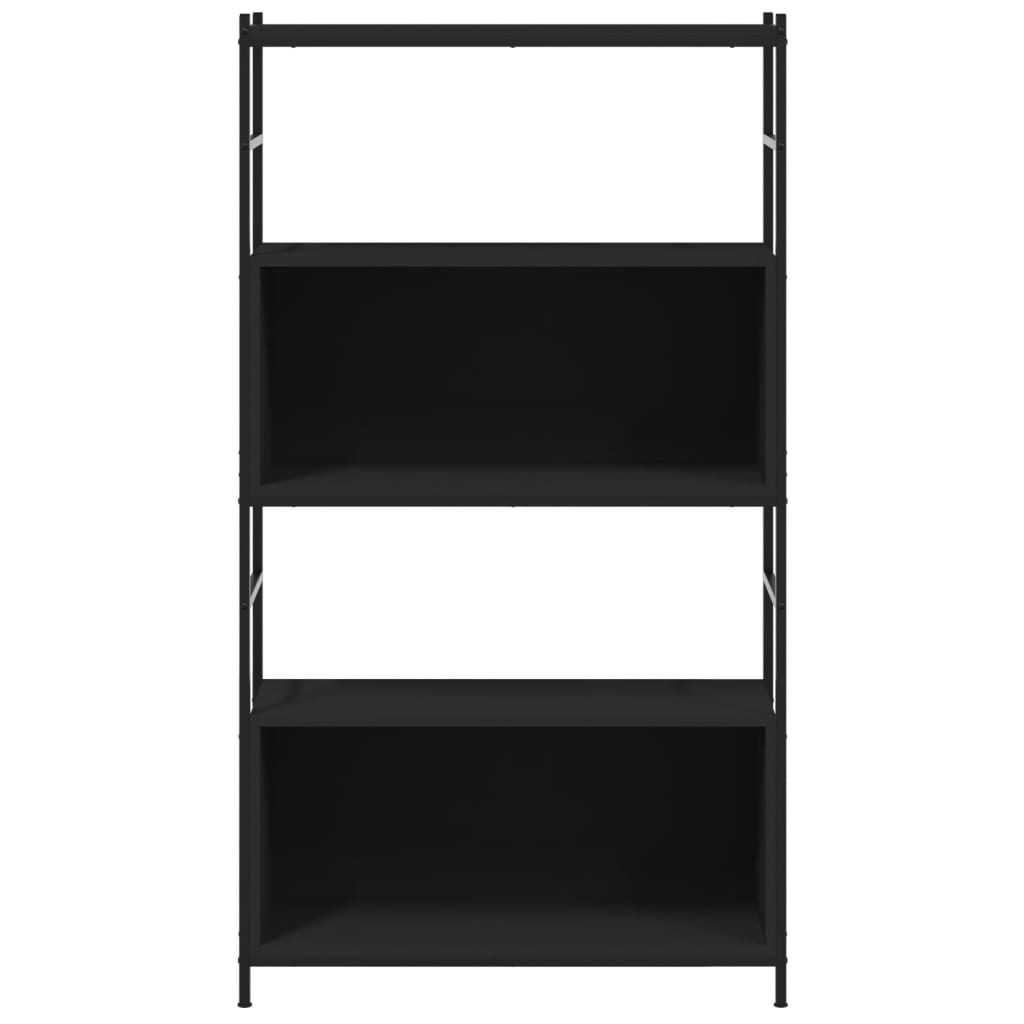 Libreria Nera 80x30x145,5 cm in Legno Multistrato e Ferro