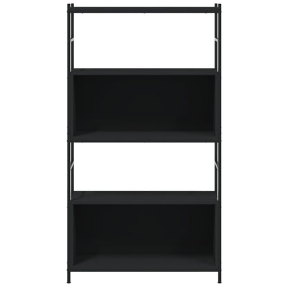 Libreria Nera 80x30x145,5 cm in Legno Multistrato e Ferro