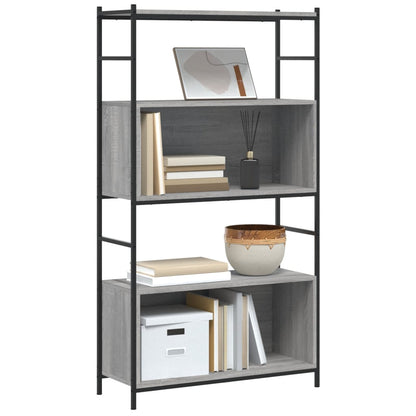 Libreria Grigio Sonoma 80x30x145,5 cm Legno Multistrato e Ferro