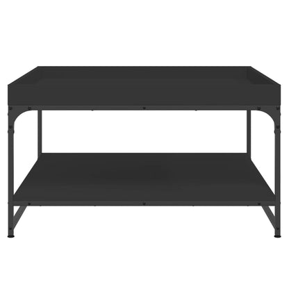 Tavolino da Salotto Nero 80x80x45 cm Legno Multistrato e Ferro