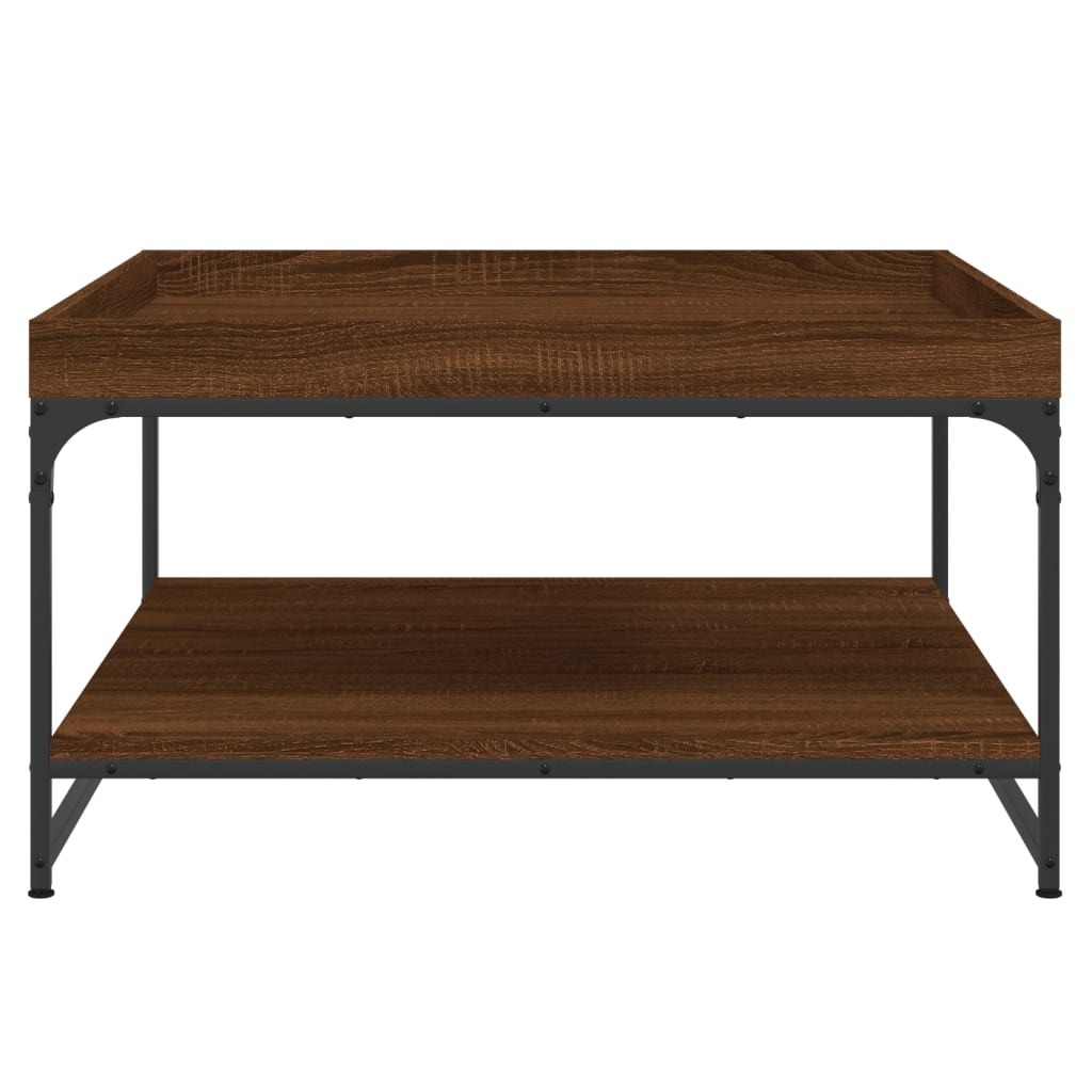 Tavolino Rovere Marrone 80x80x45cm in Legno Multistrato e Ferro