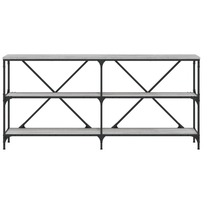 Tavolino Grigio Sonoma 160x30x75cm in Legno Multistrato e Ferro