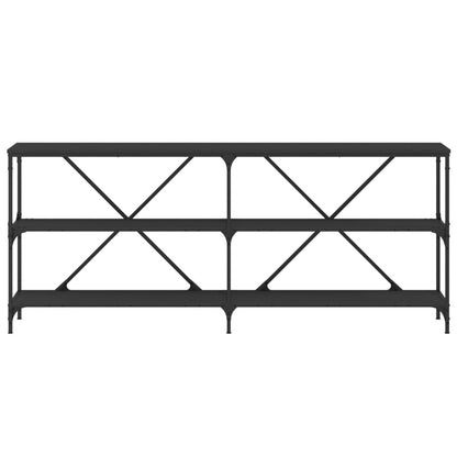 Tavolino Consolle Nero 180x30x75 cm Legno Multistrato e Ferro