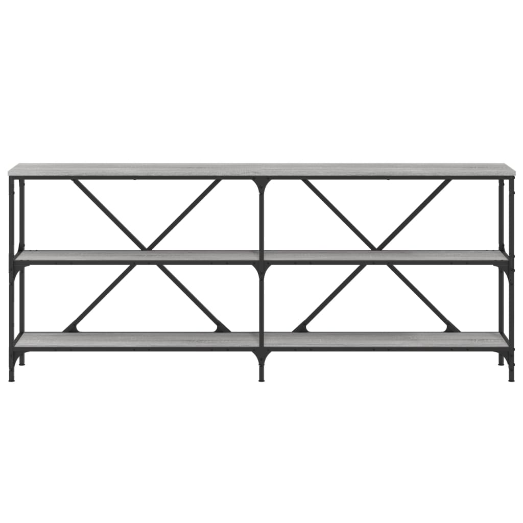 Tavolino Grigio Sonoma 180x30x75cm in Legno Multistrato e Ferro