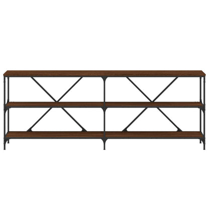 Tavolo Consolle Rovere Marrone 200x30x75 cm Multistrato e Ferro