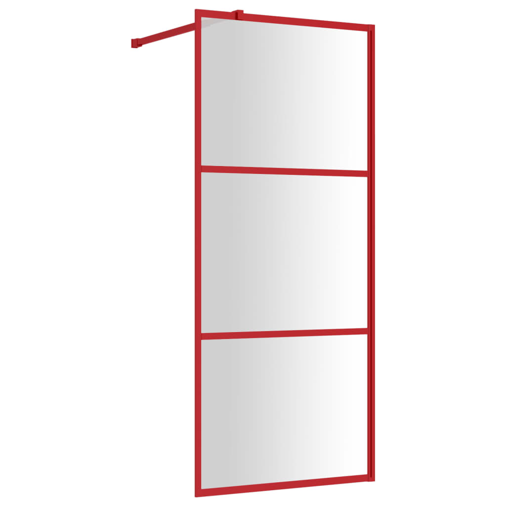 Parete per Doccia Walk-in Vetro Trasparente ESG 80x195 cm Rossa