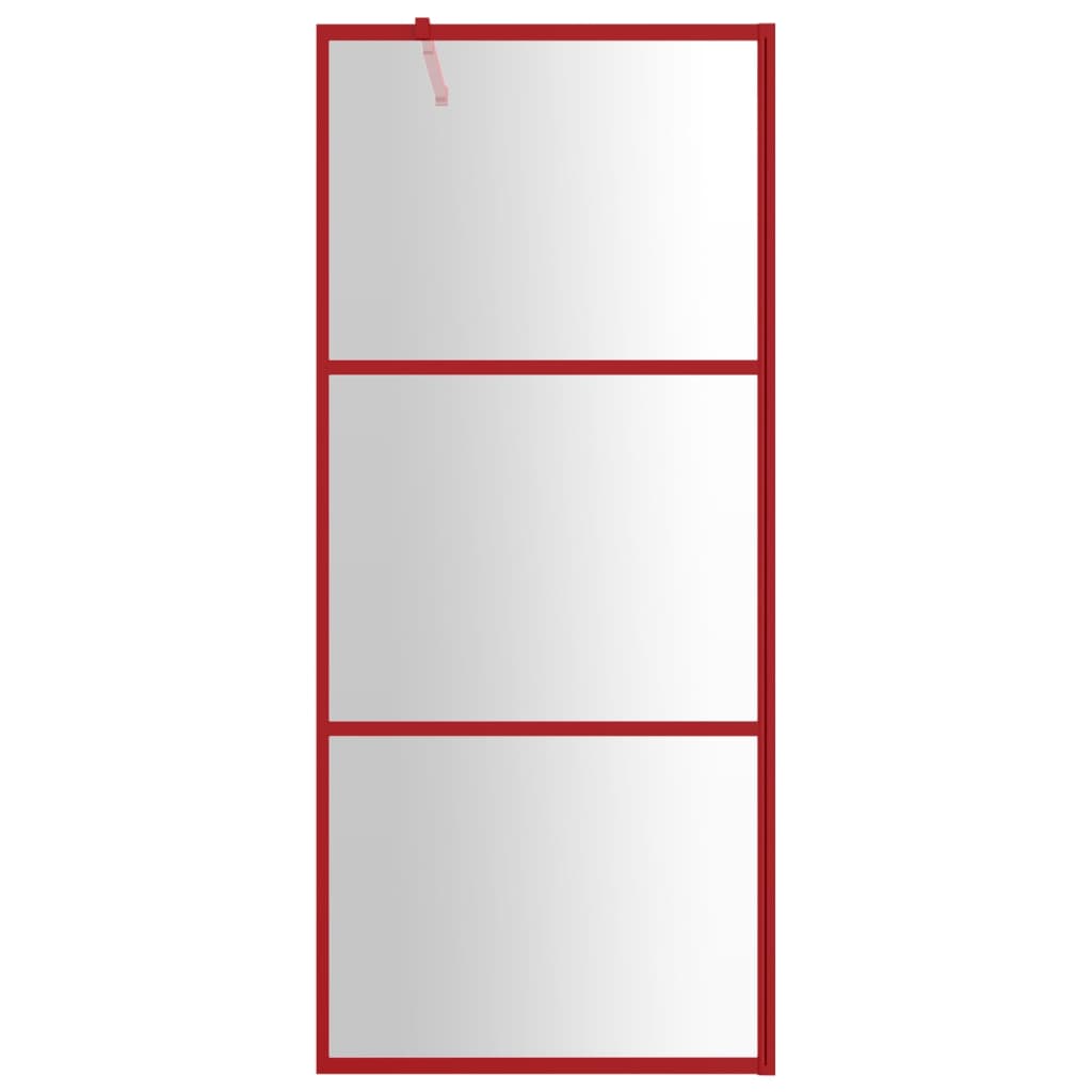 Parete per Doccia Walk-in Vetro Trasparente ESG 80x195 cm Rossa