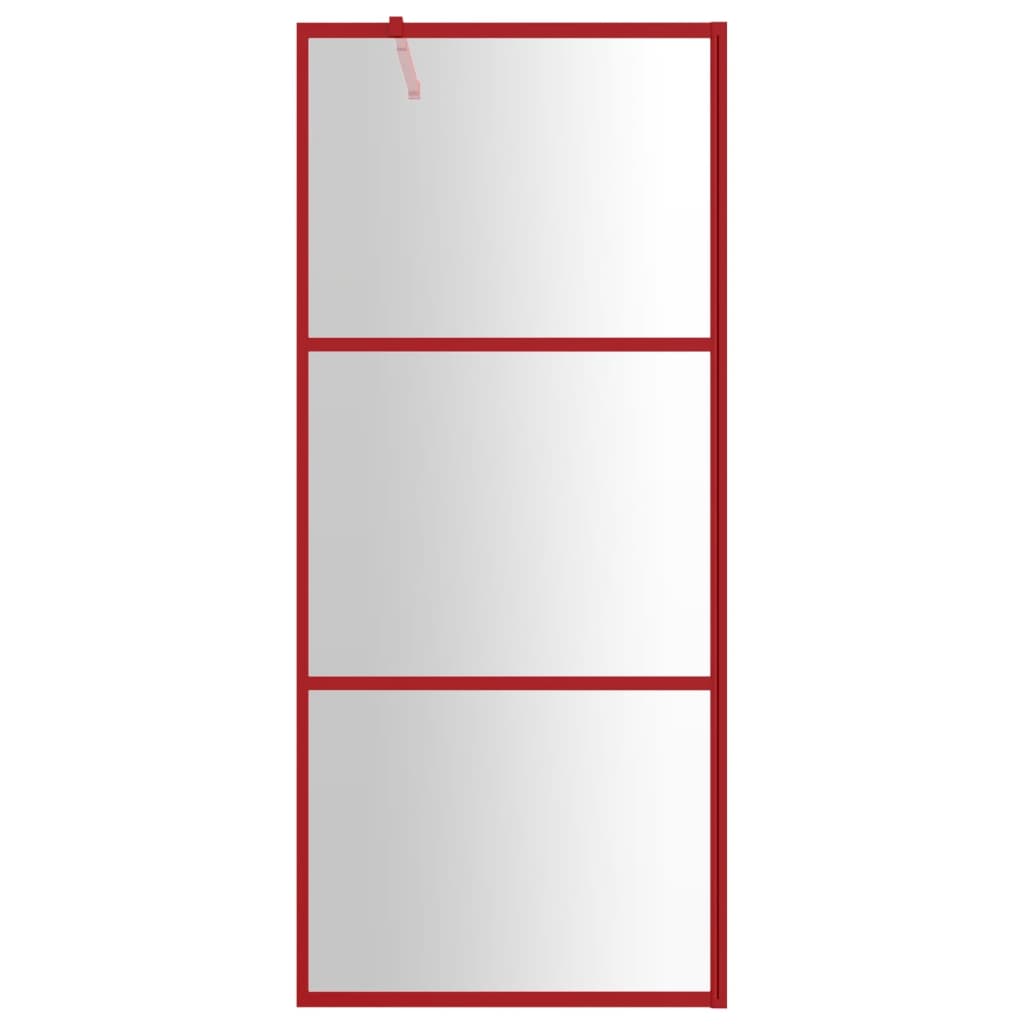 Parete per Doccia Walk-in Vetro Trasparente ESG 90x195 cm Rossa
