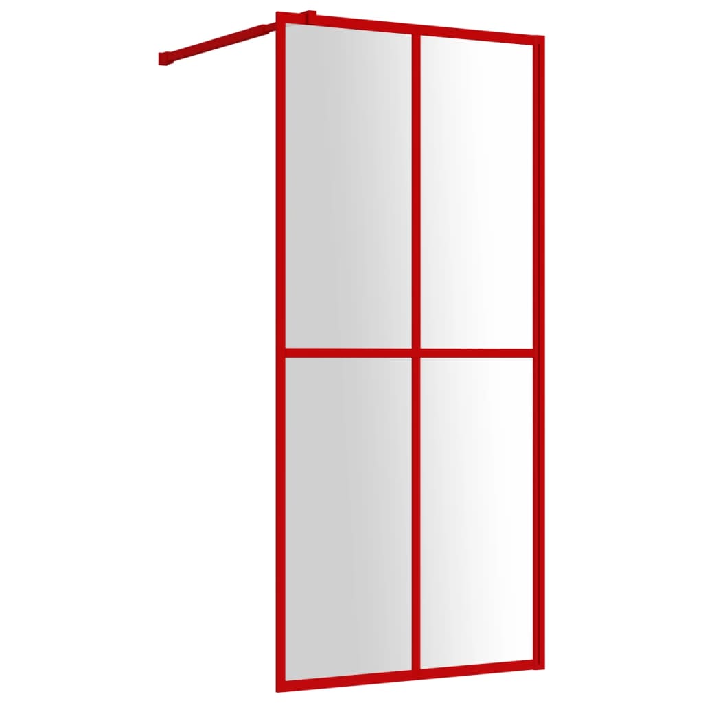 Parete per Doccia Walk-in Vetro Trasparente ESG 80x195 cm Rossa