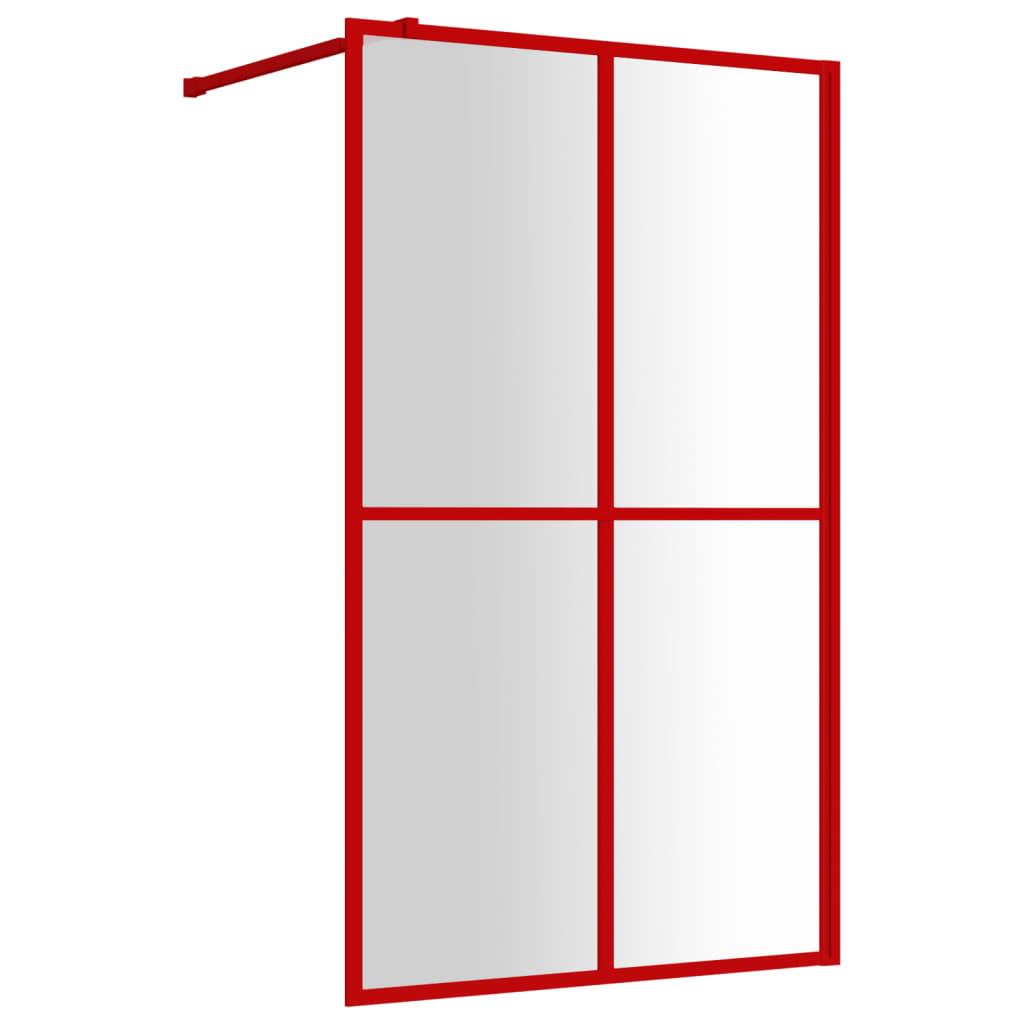 Parete per Doccia Walk-in Vetro Trasparente ESG 118x195cm Rossa
