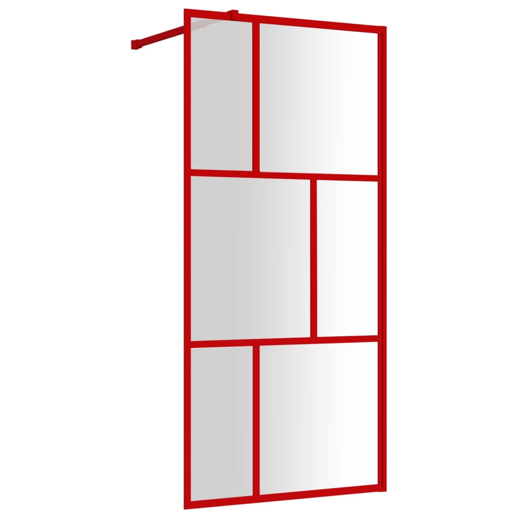Parete per Doccia Walk-in Vetro Trasparente ESG 90x195 cm Rossa