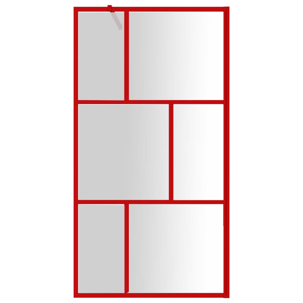 Parete per Doccia Walk-in Vetro Trasparente ESG 100x195cm Rossa