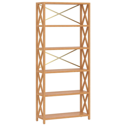 Scaffale a 6 Ripiani 80x30x181 cm in Legno Massello di Rovere