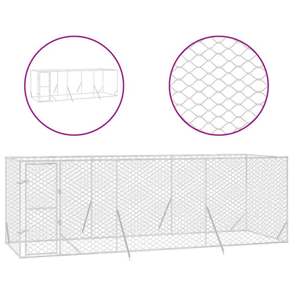 Cuccia per Cani da Esterno Argento 6x2x2 m in Acciaio Zincato
