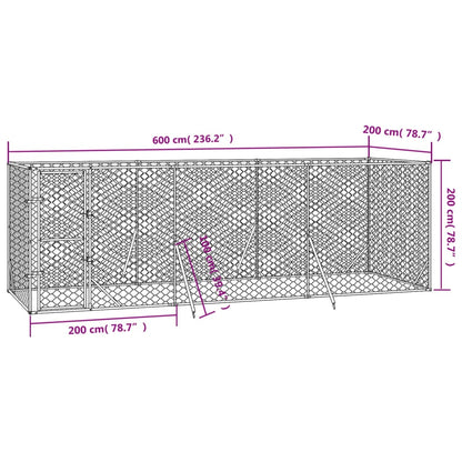 Cuccia per Cani da Esterno Argento 6x2x2 m in Acciaio Zincato