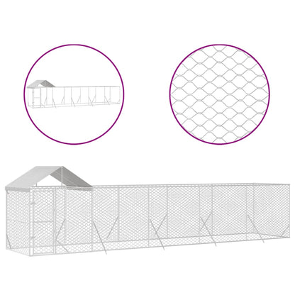 Cuccia Cani da Esterno Tetto Argento 10x2x2,5 m Acciaio Zincato