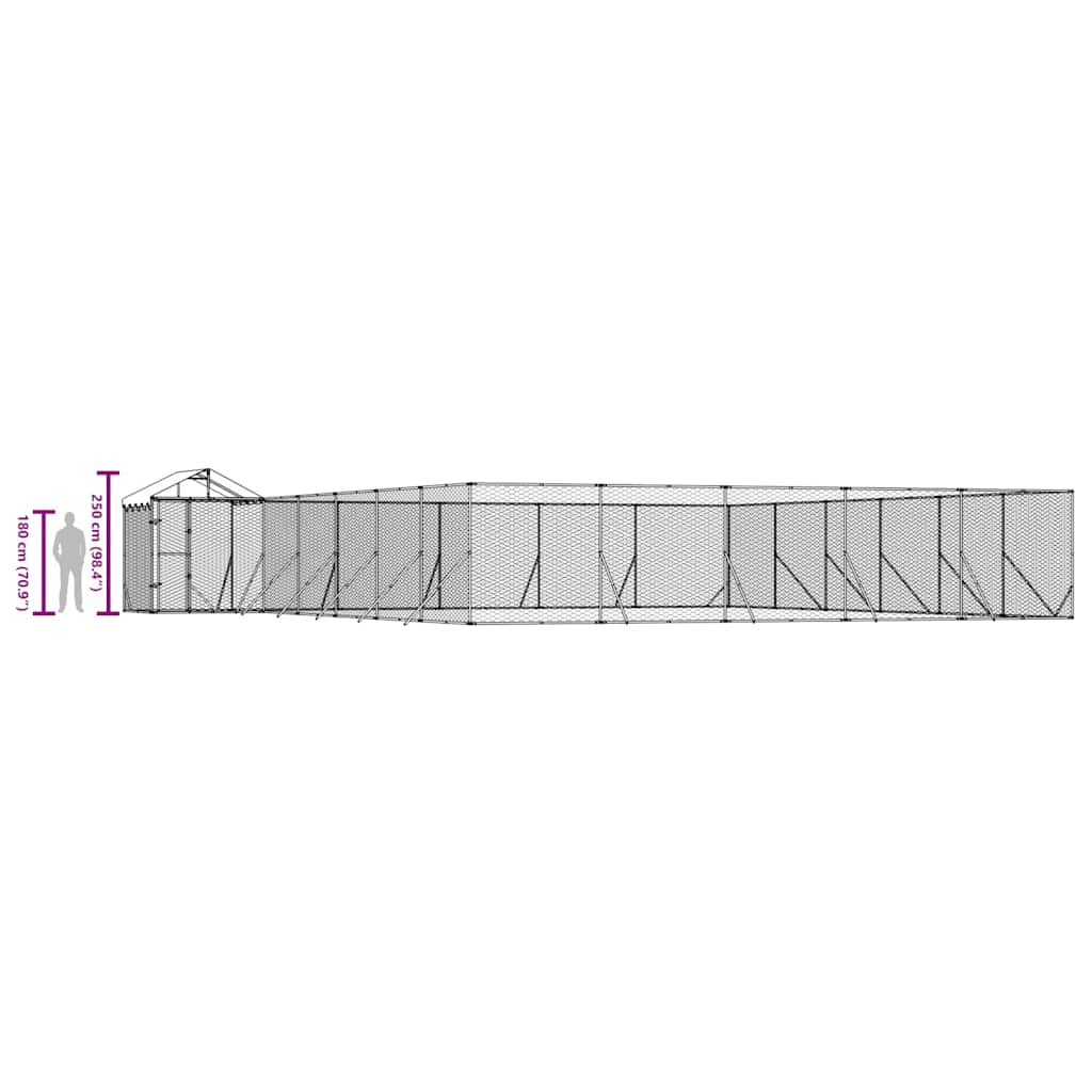 Cuccia Cani da Esterno Tetto Argento 12x12x2,5m Acciaio Zincato