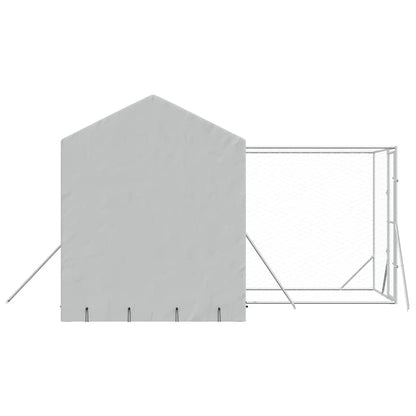 Cuccia Cani da Esterno Tetto Argento 4x4x2,5 m Acciaio Zincato