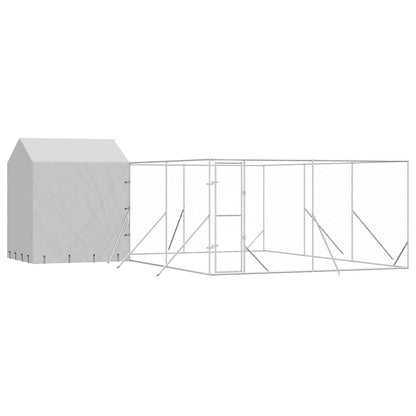 Cuccia Cani da Esterno Tetto Argento 6x6x2,5 m Acciaio Zincato