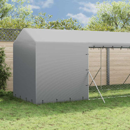 Cuccia Cani da Esterno Tetto Argento 2x6x2,5 m Acciaio Zincato