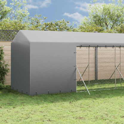Cuccia Cani da Esterno Tetto Argento 2x14x2,5 m Acciaio Zincato