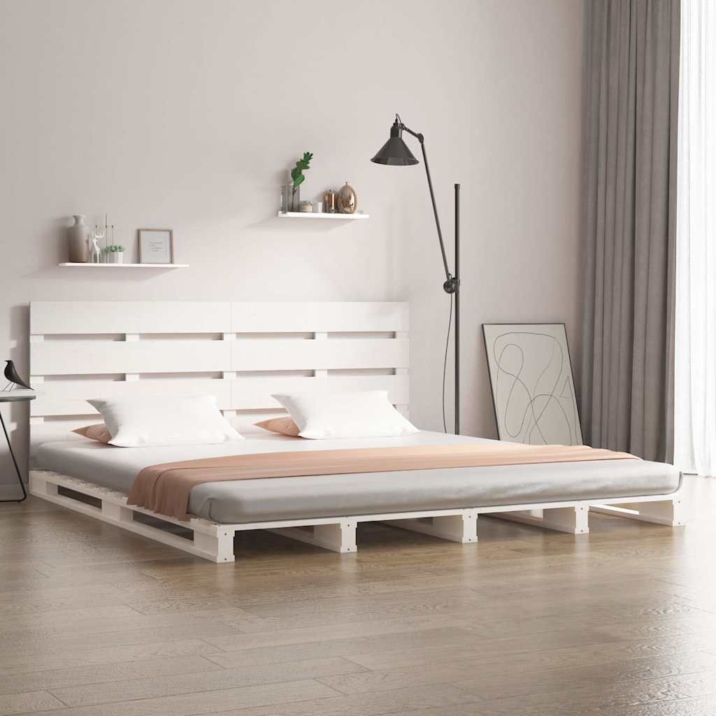 Letto senza Materasso Bianco 140x190 cm Legno Massello di Pino