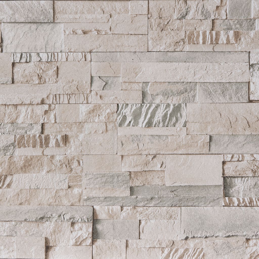Carta da Parati 3D Pietra Grigio e Beige10x0,53 m Non Tessuto