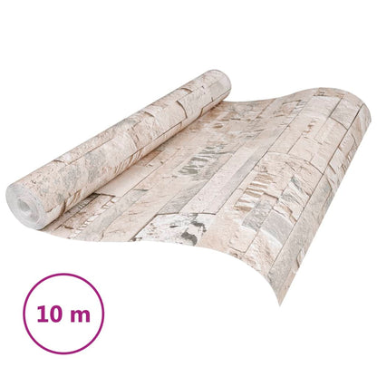 Carta da Parati 3D Pietra Grigio e Beige10x0,53 m Non Tessuto