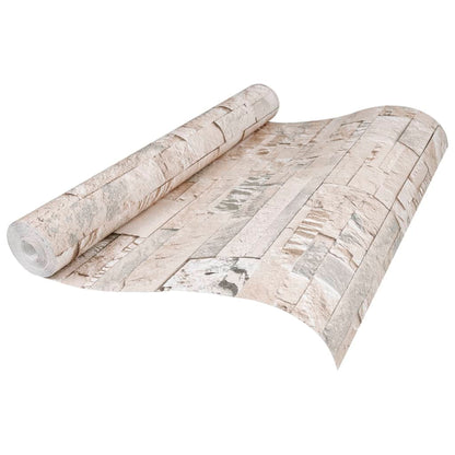 Carta da Parati 3D Pietra Grigio e Beige10x0,53 m Non Tessuto