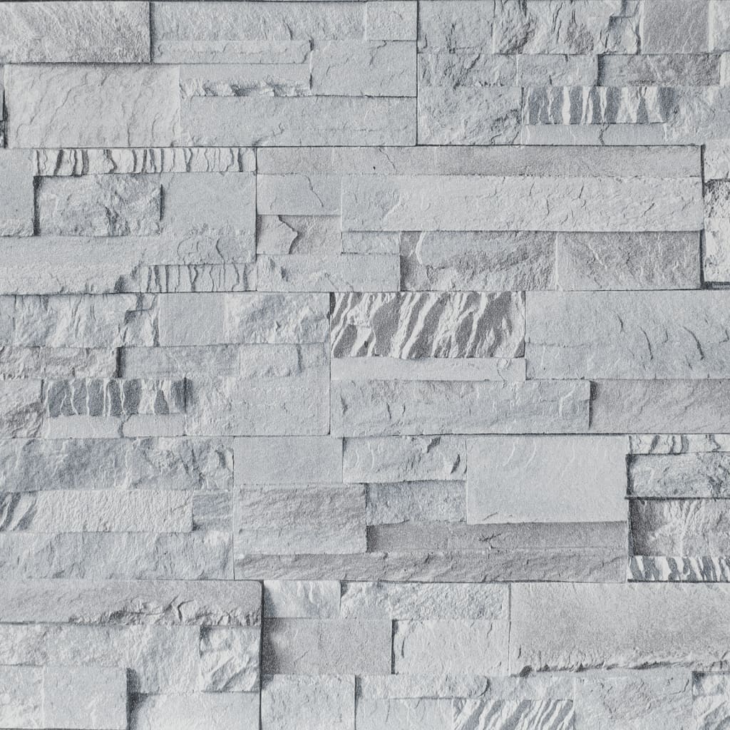 Carta da Parati 3D Pietra Grigio Chiaro 10x0,53 m Non Tessuto
