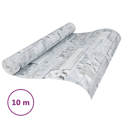 Carta da Parati 3D Pietra Grigio Chiaro 10x0,53 m Non Tessuto