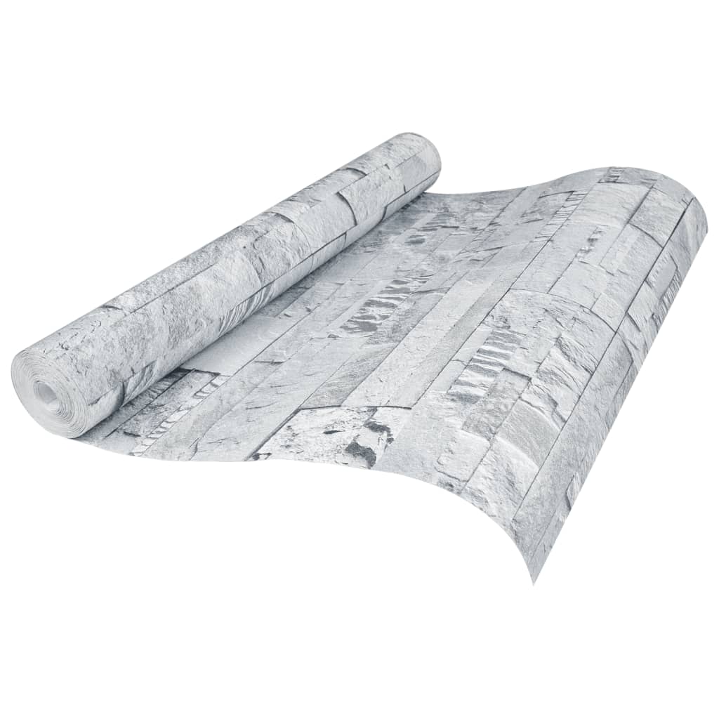 Carta da Parati 3D Pietra Grigio Chiaro 10x0,53 m Non Tessuto