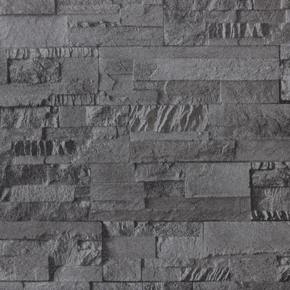 Carta da Parati 3D Effetto Pietra Nero 10x0,53 m Non Tessuto