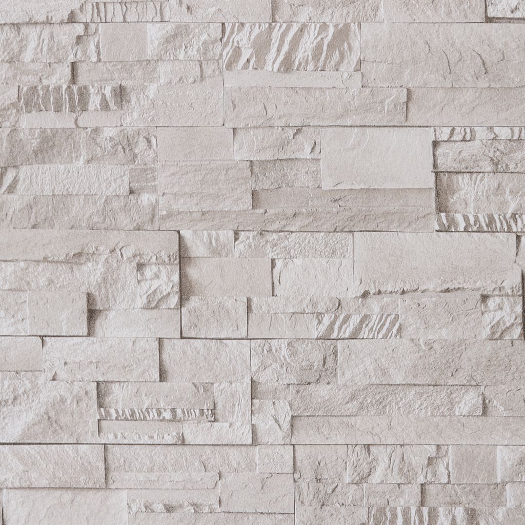 Carta da Parati 3D Effetto Pietra Crema 10x0,53 m Non Tessuto