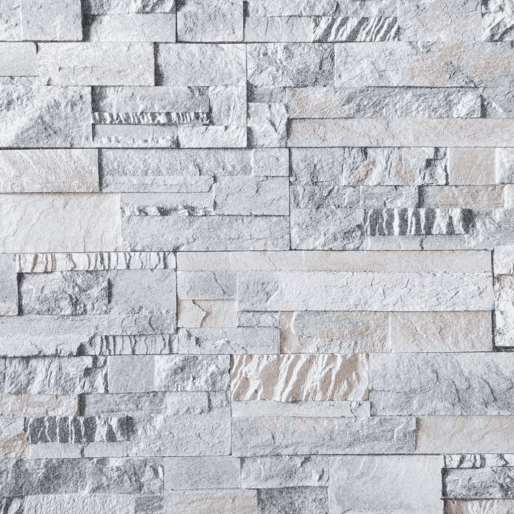 Carta da Parati 3D Pietra Grigio e Marrone 10x0,53m Non Tessuto
