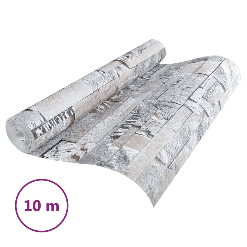 Carta da Parati 3D Pietra Grigio e Marrone 10x0,53m Non Tessuto