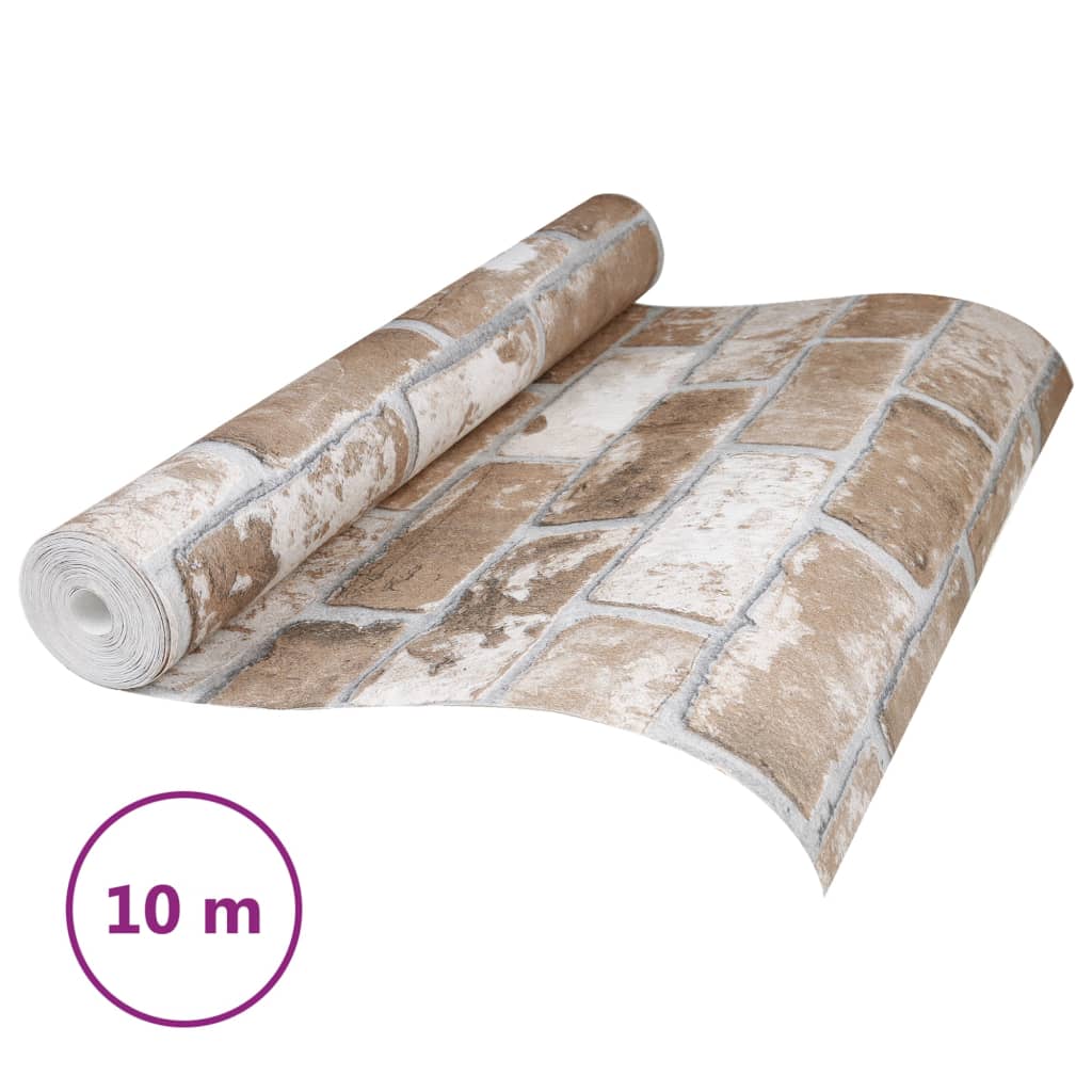 Carta da Parati 3D Motivo Mattoni Marrone 10x0,53 m Non Tessuto