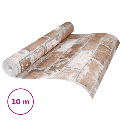 Carta da Parati 3D Motivo Mattoni Marrone 10x0,53 m Non Tessuto
