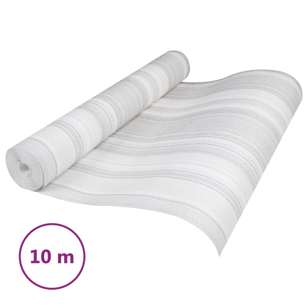 Carta da Parati 3D a Strisce Grigio 10x0,53 m Non Tessuto