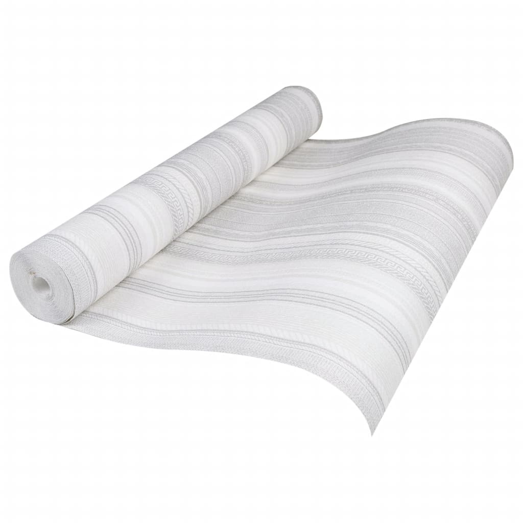 Carta da Parati 3D a Strisce Grigio 10x0,53 m Non Tessuto