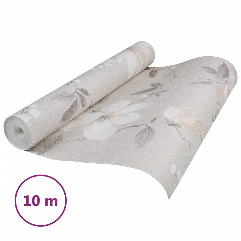Carta da Parati 3D Motivo Floreale Grigio 10x0,53 m Non Tessuto