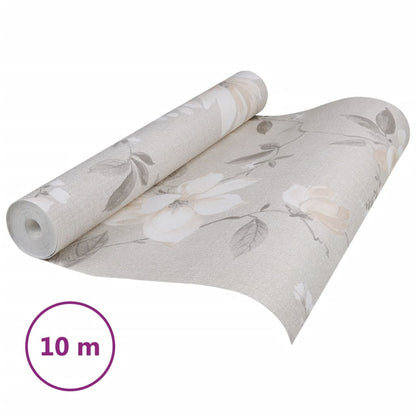 Carta da Parati 3D Motivo Floreale Grigio 10x0,53 m Non Tessuto