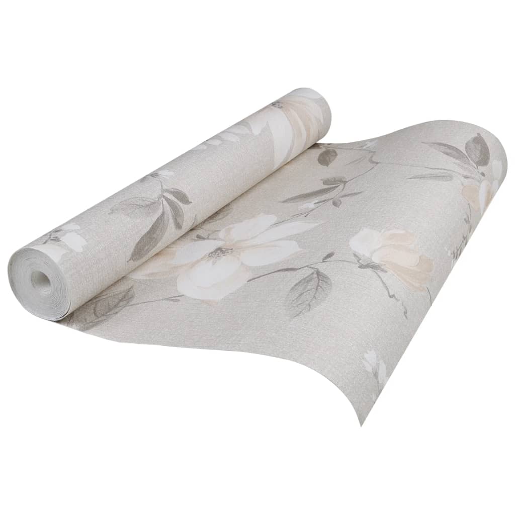 Carta da Parati 3D Motivo Floreale Grigio 10x0,53 m Non Tessuto