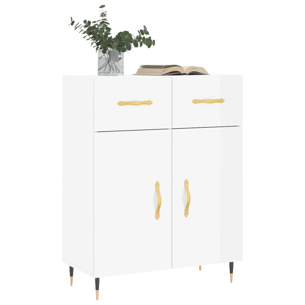 Credenza 69,5x34x90 cm in Legno Multistrato Bianco Lucido