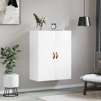 Mobile a Parete Bianco Lucido 69,5x34x90 cm