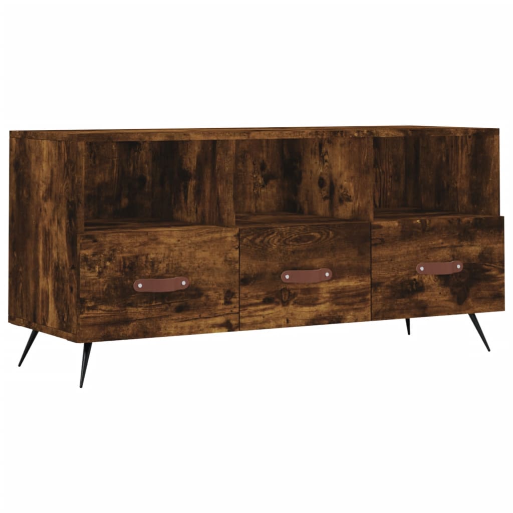 Mobile Porta TV Rovere Fumo 102x36x50 cm in Legno Multistrato