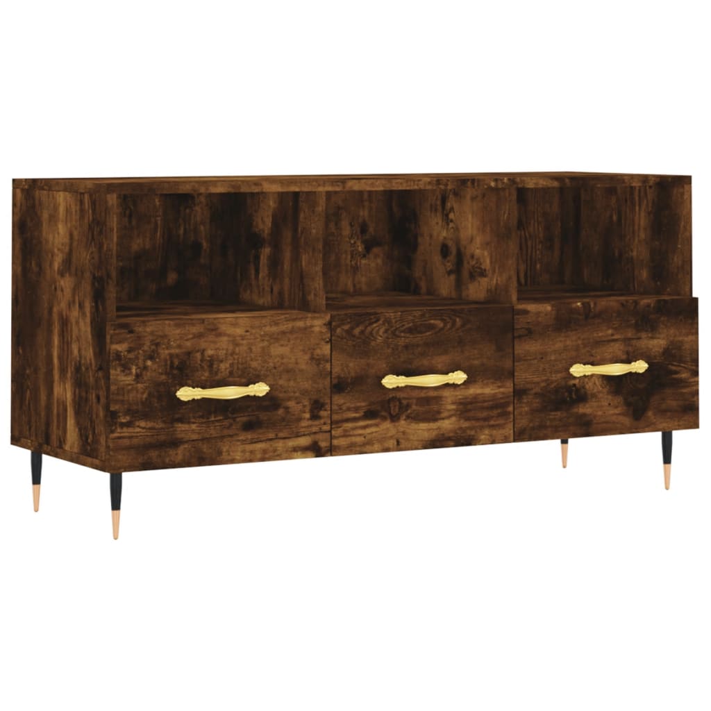 Mobile Porta TV Rovere Fumo 102x36x50 cm in Legno Multistrato