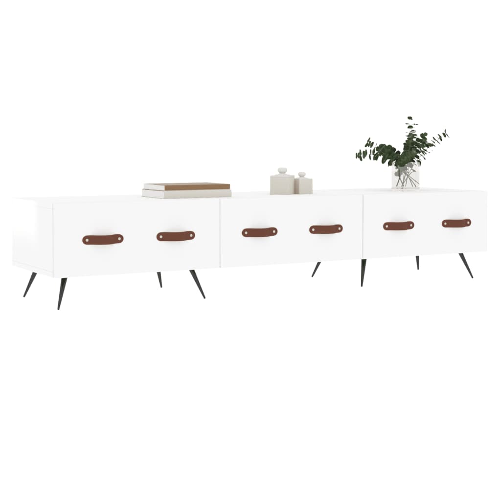 Mobile Porta TV Bianco Lucido 150x36x30 cm in Legno Multistrato