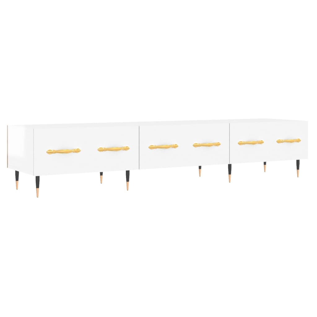 Mobile Porta TV Bianco Lucido 150x36x30 cm in Legno Multistrato